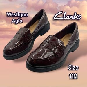 Clarks Women's Westlynn Ayla Burgundy Patent Loafer Size 11